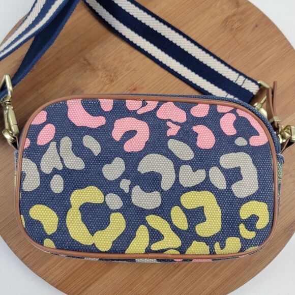 Boden Olivia Canvas Crossbody in Navy‎ Multi Leopard Print Purse Shoulder Bag - Picture 5 of 11